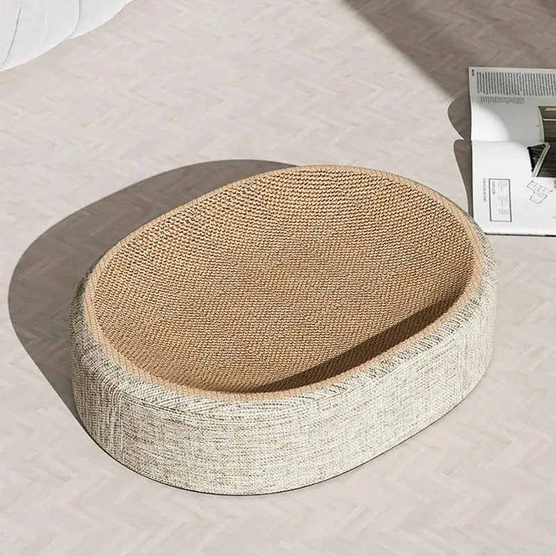 CATLOOM – Oval Sisal Cat Bed with Durable Scratch Surface and Soft Rest
