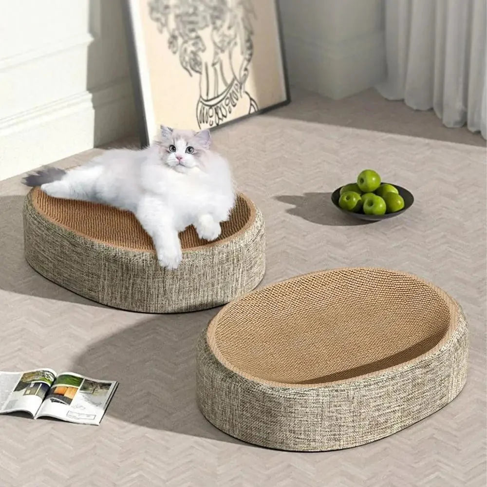 CATLOOM – Oval Sisal Cat Bed with Durable Scratch Surface and Soft Rest