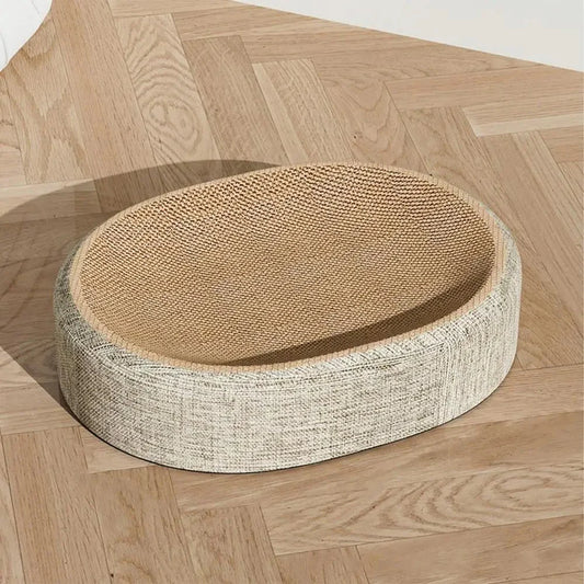 CATLOOM – Oval Sisal Cat Bed with Durable Scratch Surface and Soft Rest