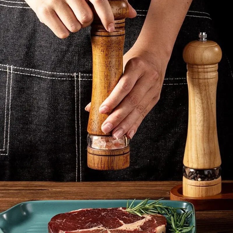 CHEFMILL – Elegant Wooden Pepper and Salt Grinder with Adjustable Coarseness