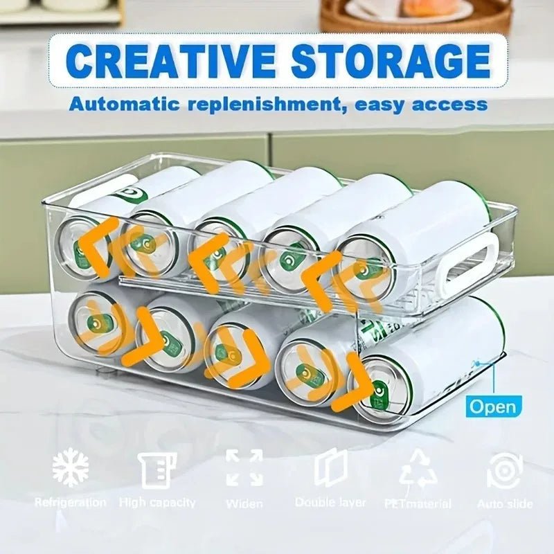 CHILLTIER – 2-Tier Rolling Can Dispenser for Organized Refrigerators