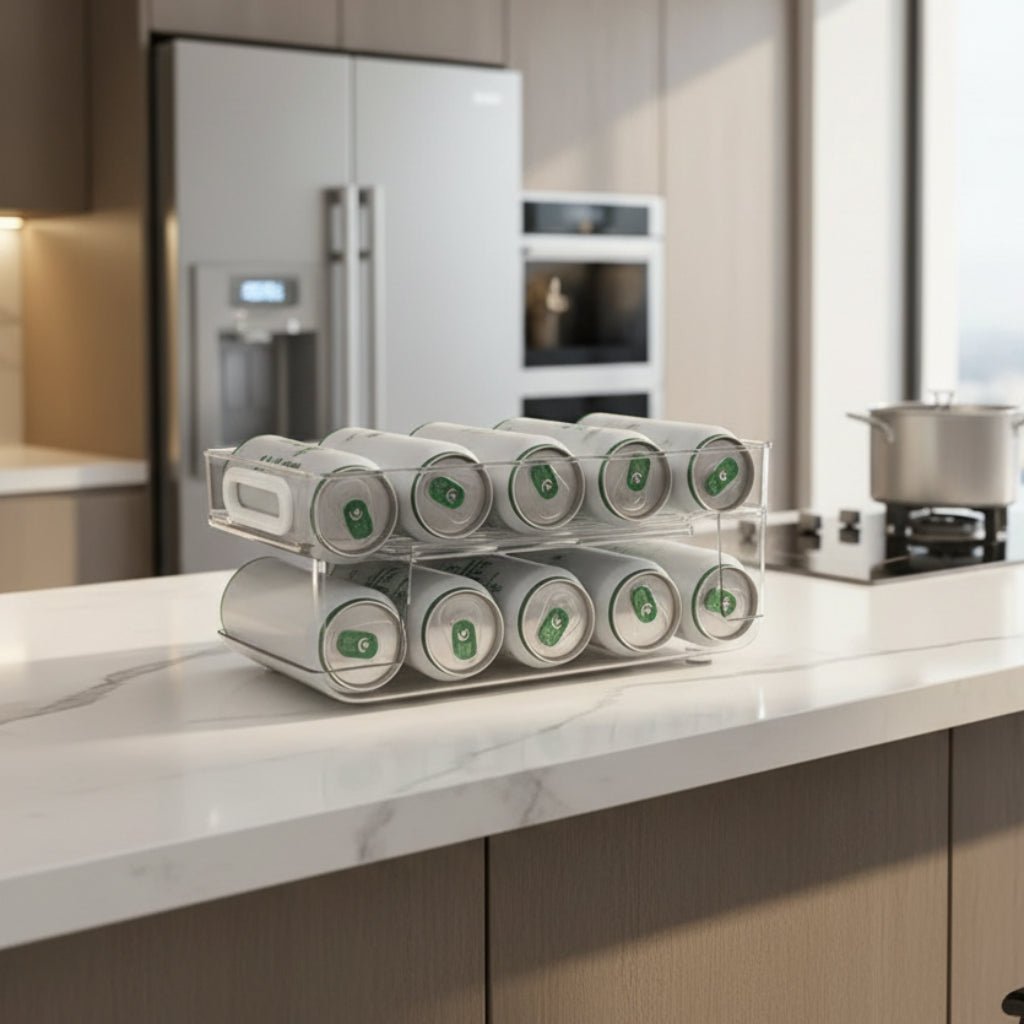 CHILLTIER – 2-Tier Rolling Can Dispenser for Organized Refrigerators