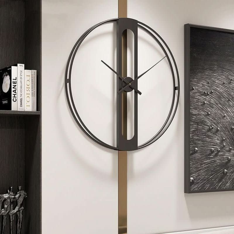 CHRONOLUX – 50cm Gold & Black Metal Wall Clock for Modern Decor