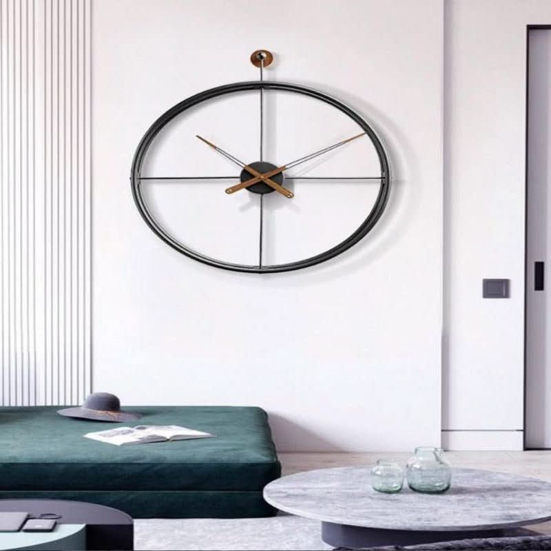 CHRONOLUX – 50cm Gold & Black Metal Wall Clock for Modern Decor