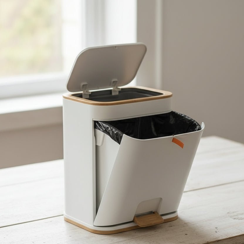 CLEANSIA – Minimalist Bathroom Waste Bin with Smart Lid Design