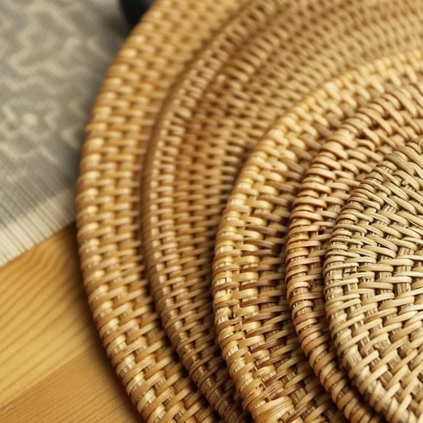 COASTORIA – Elegant Rattan Weave Drink Coaster Set 6-Piece Non-Slip Design