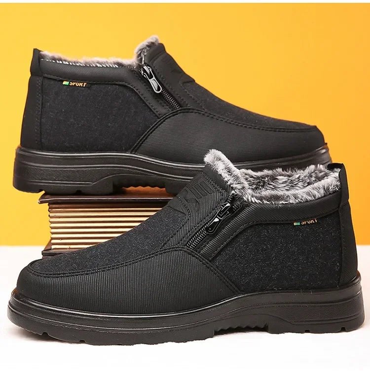 COLDARMOR – Men’s Winter Leather Boots with Thermal Fur Interior and Slip-Resistant Base