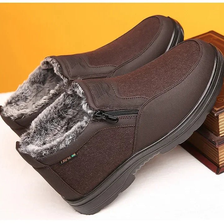 COLDARMOR – Men’s Winter Leather Boots with Thermal Fur Interior and Slip-Resistant Base