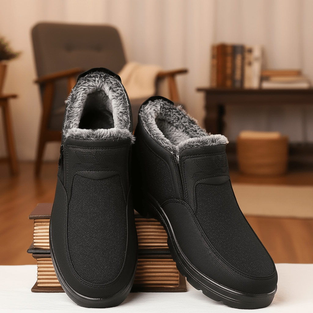 COLDARMOR – Men’s Winter Leather Boots with Thermal Fur Interior and Slip-Resistant Base