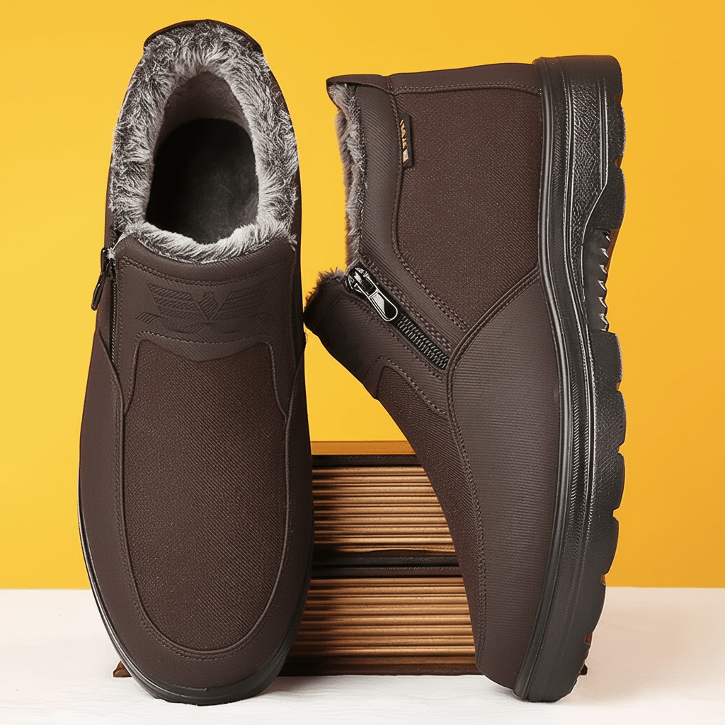 COLDARMOR – Men’s Winter Leather Boots with Thermal Fur Interior and Slip-Resistant Base