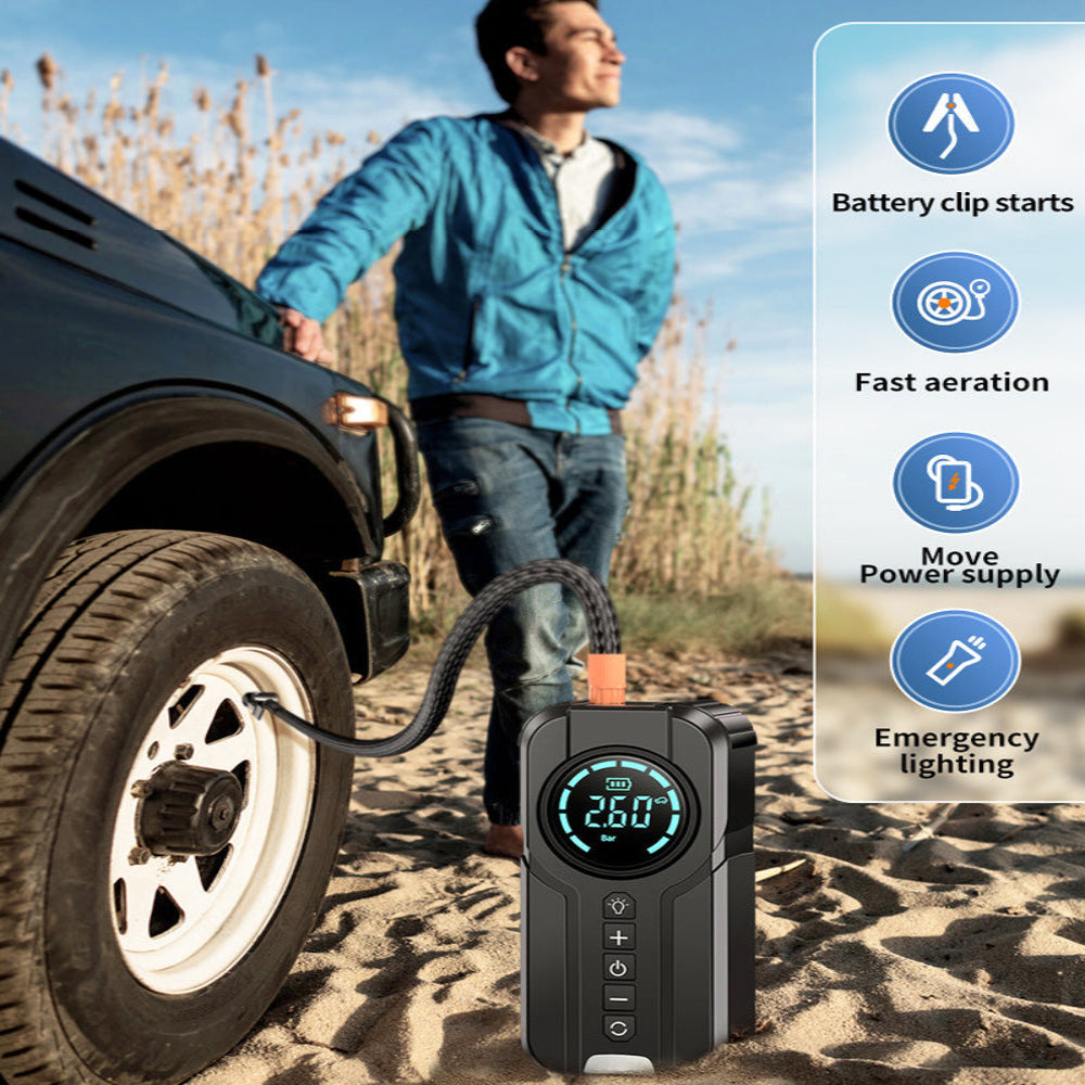 Compact Car Air Pump Jump Starter LED Light