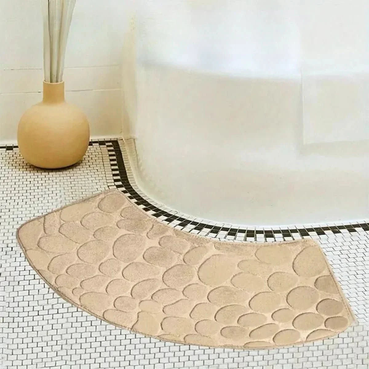 Curved Bathroom Mat - Thick Absorbent Non-Slip Bath Mat for Bathroom Safety