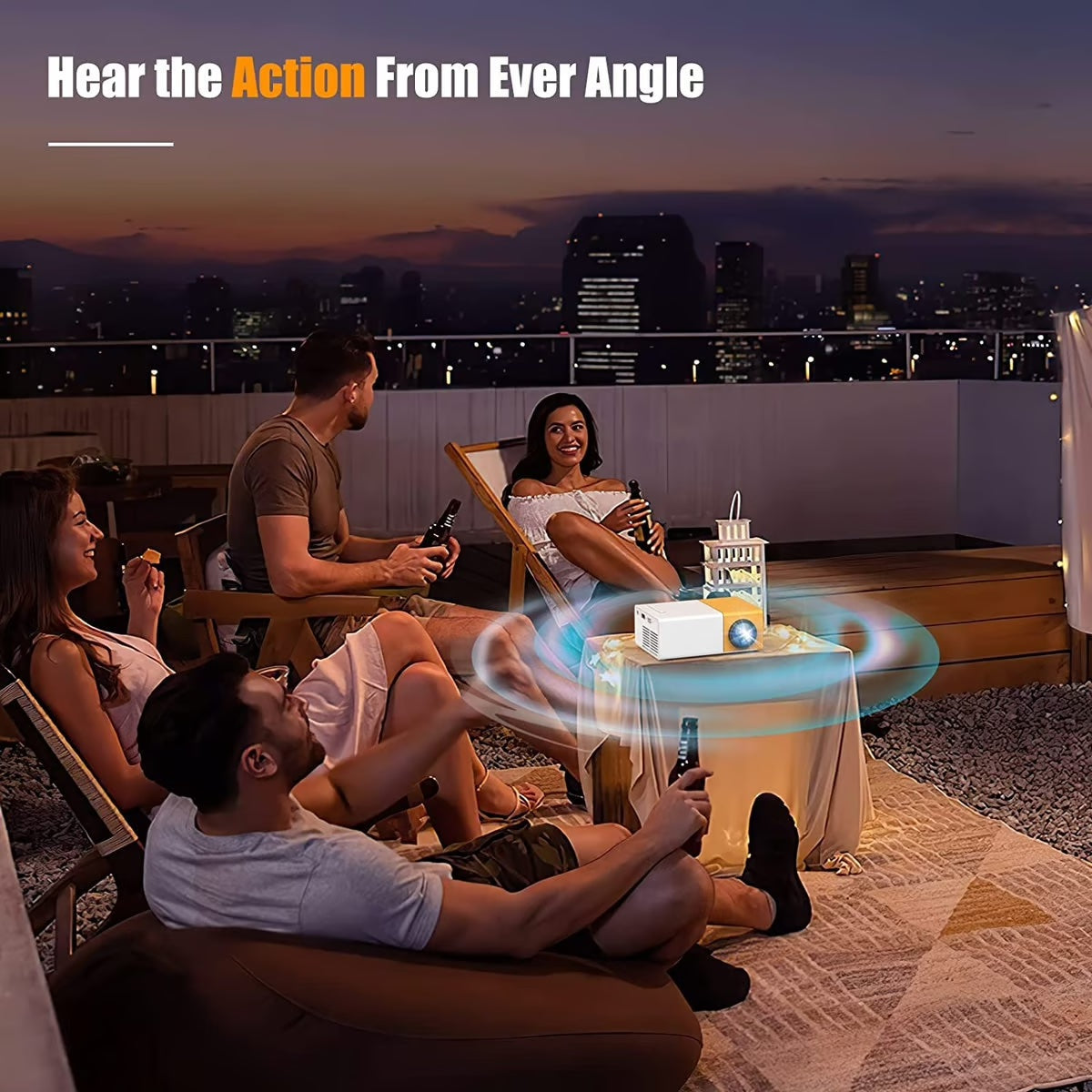 Portable Home Projector - 60 Inch, 1920x1080, Built-in Speaker