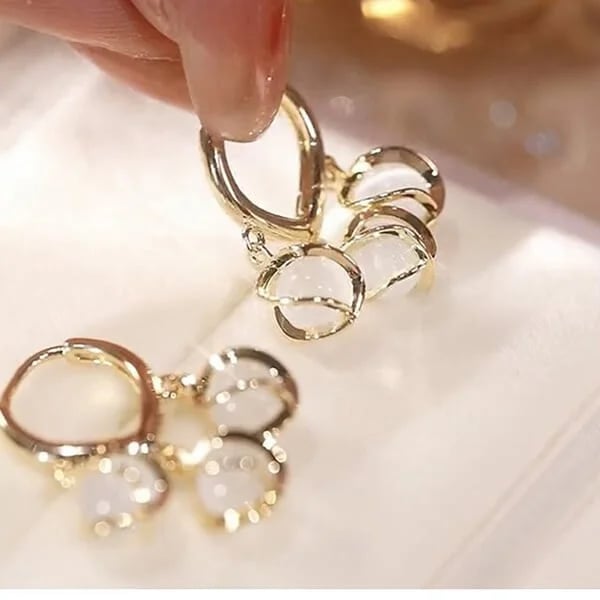 Bellflower Cat's Eye Stone Earrings