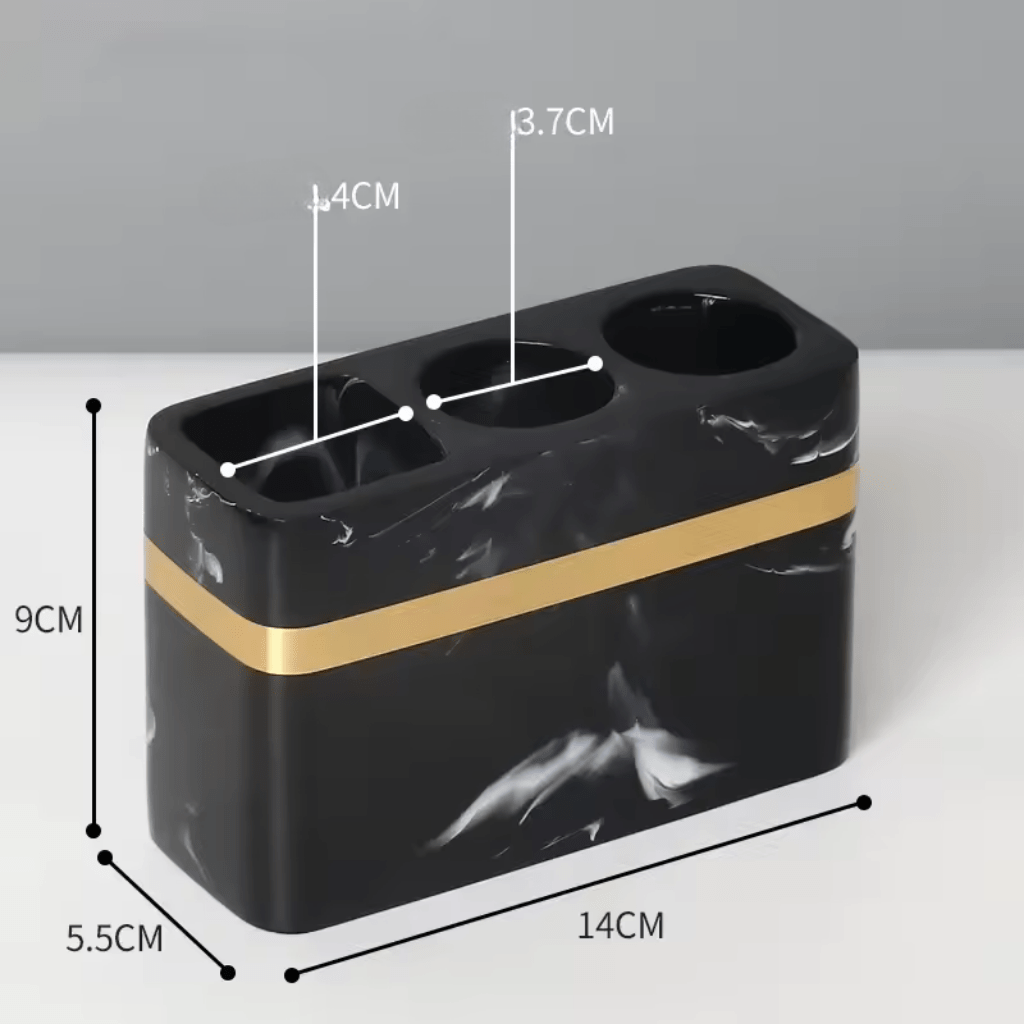 DECORVA – Elegant Black Marble Accent Tray for Luxury Bathroom Decor