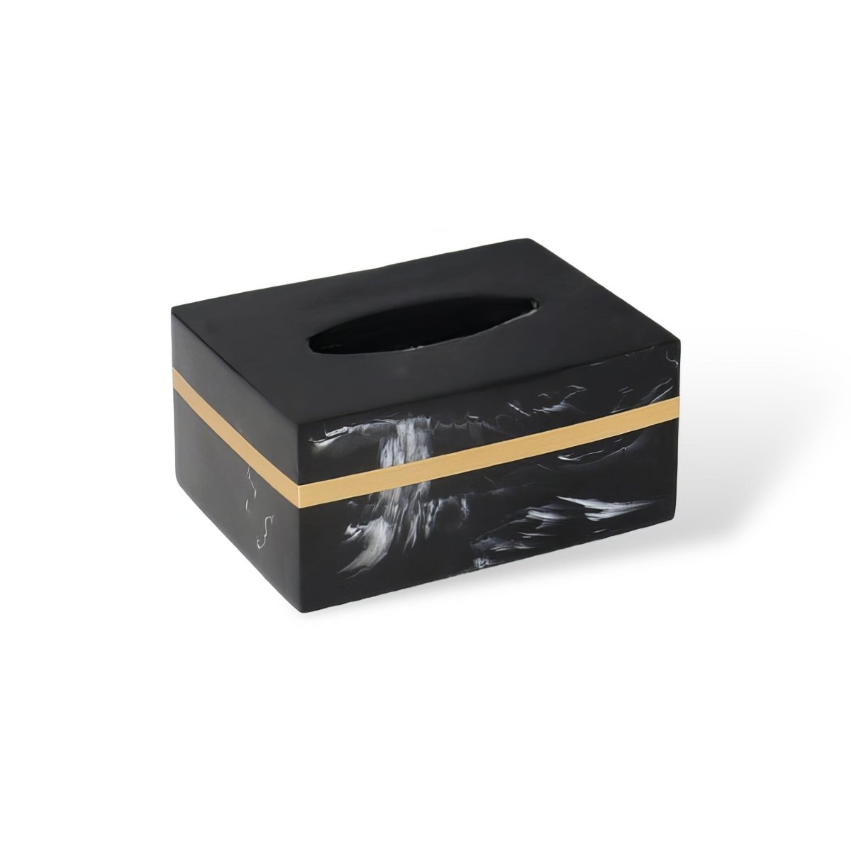 DECORVA – Elegant Black Marble Accent Tray for Luxury Bathroom Decor