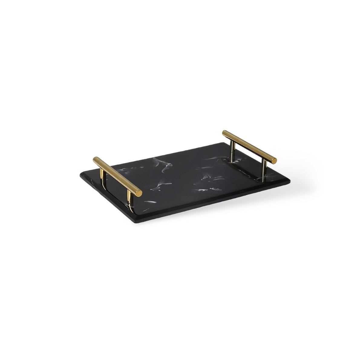DECORVA – Elegant Black Marble Accent Tray for Luxury Bathroom Decor