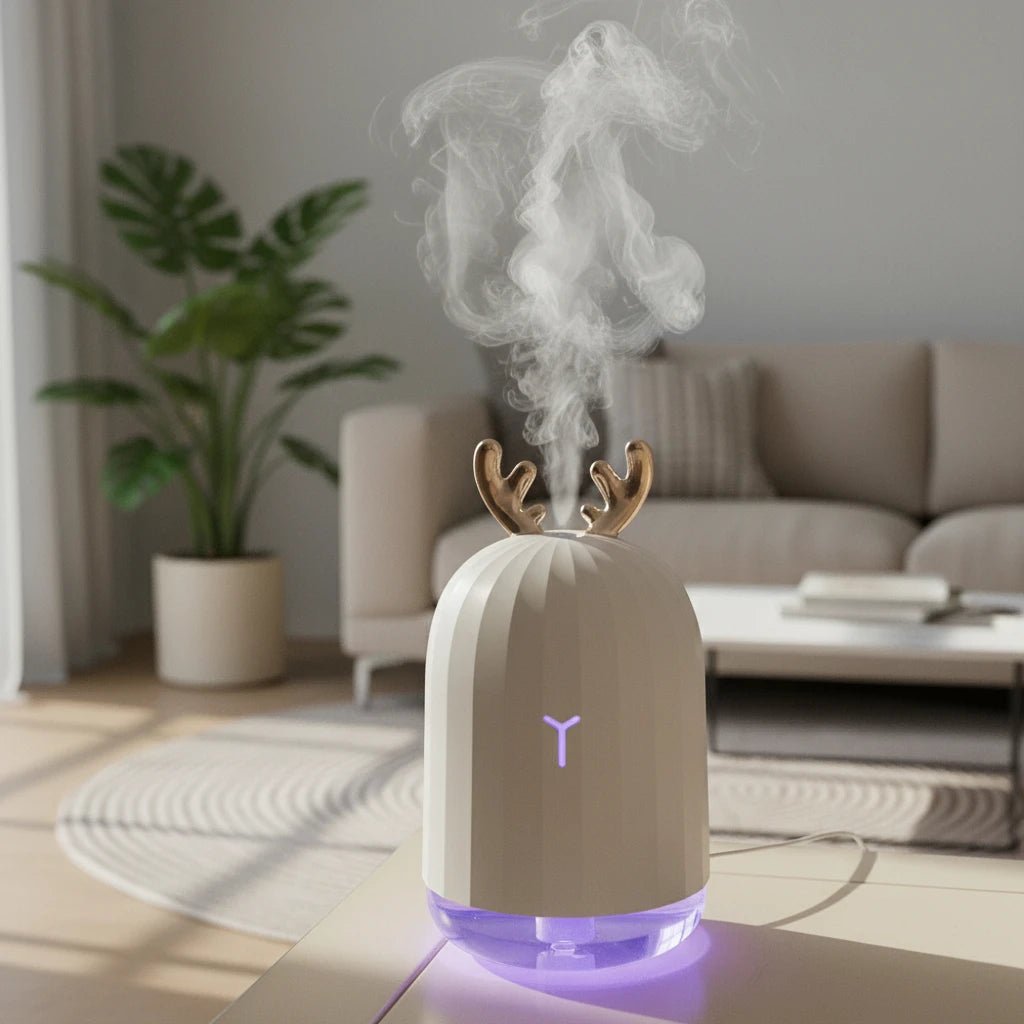 DEERSOFT – Mini Deer Humidifier, Ultra Quiet with Color LED Lights & Automatic Shutdown