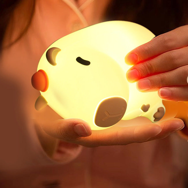 Squishy Silicone Capybara With Hat LED Night Light - Perfect Gift for Kids and Girls