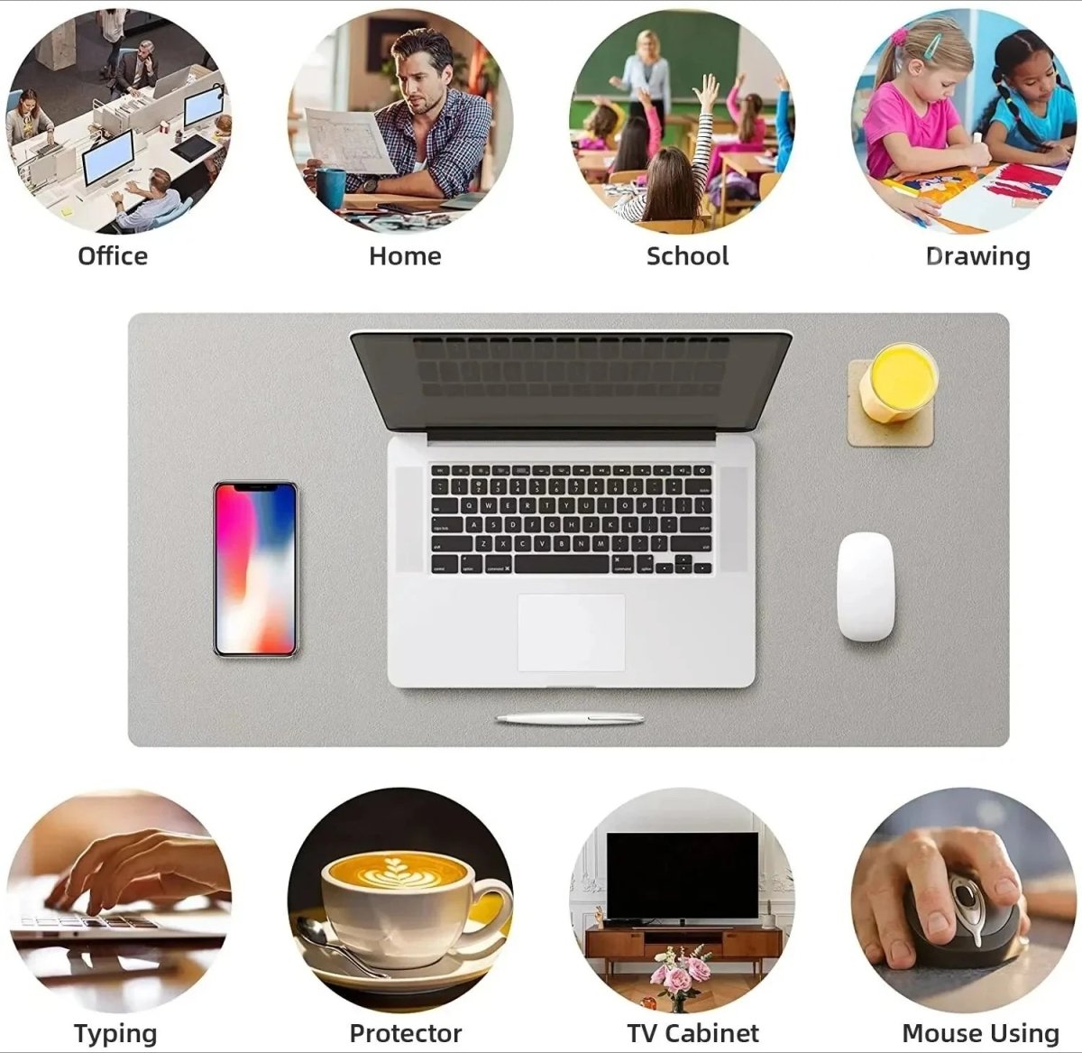 DESKELUX – Premium PU Leather Desk Mat Waterproof Desk Pad with Non-Slip Backing