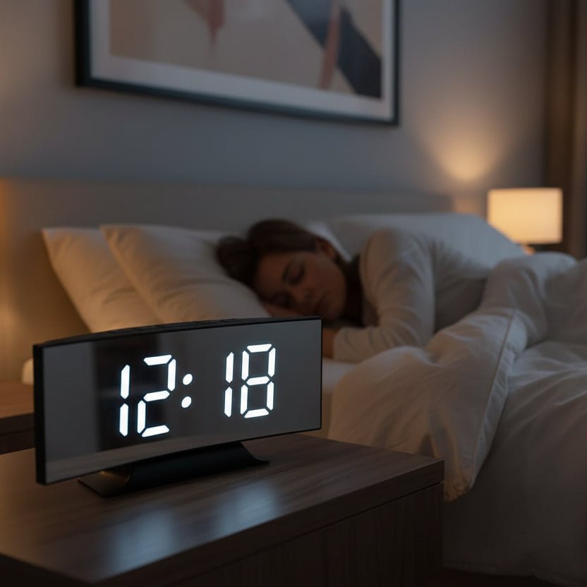 DIGITRACK – Sleek Digital Alarm Clock with Large LED Display & Noiseless Design