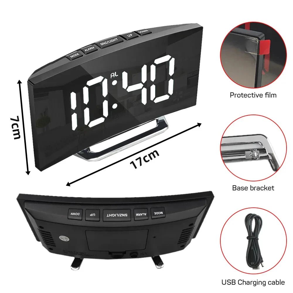 DIGITRACK – Sleek Digital Alarm Clock with Large LED Display & Noiseless Design