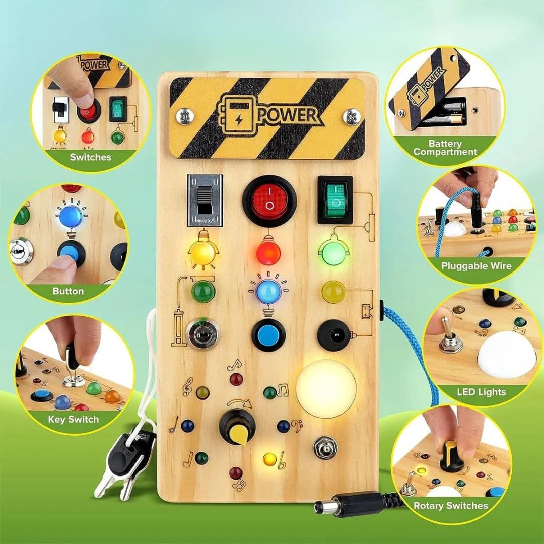 DISCOVERY PLAY – Montessori Busy Board for Toddlers to Explore, Learn & Develop Fine Motor Skills