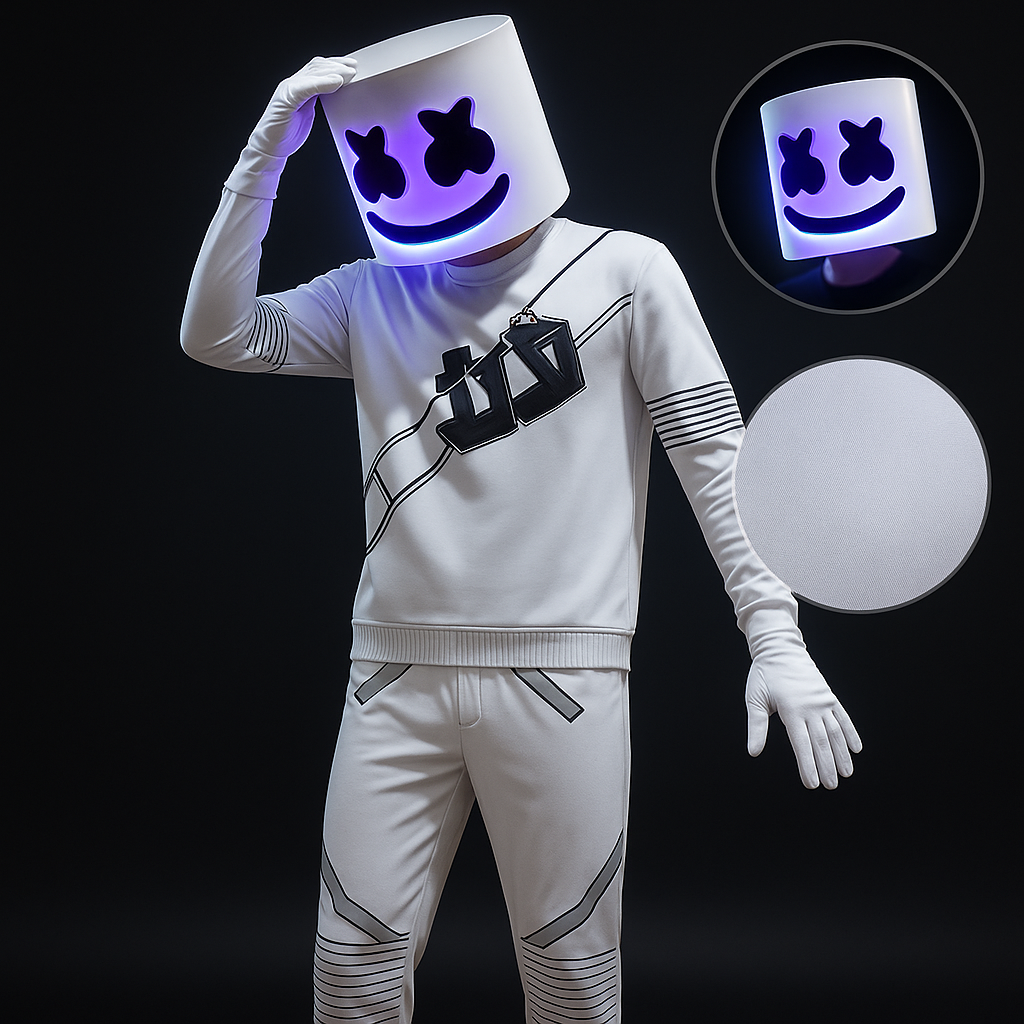 Dj Costume with LED Mask and Light-Up Chest Graphic for Kids''' Disc Jockey