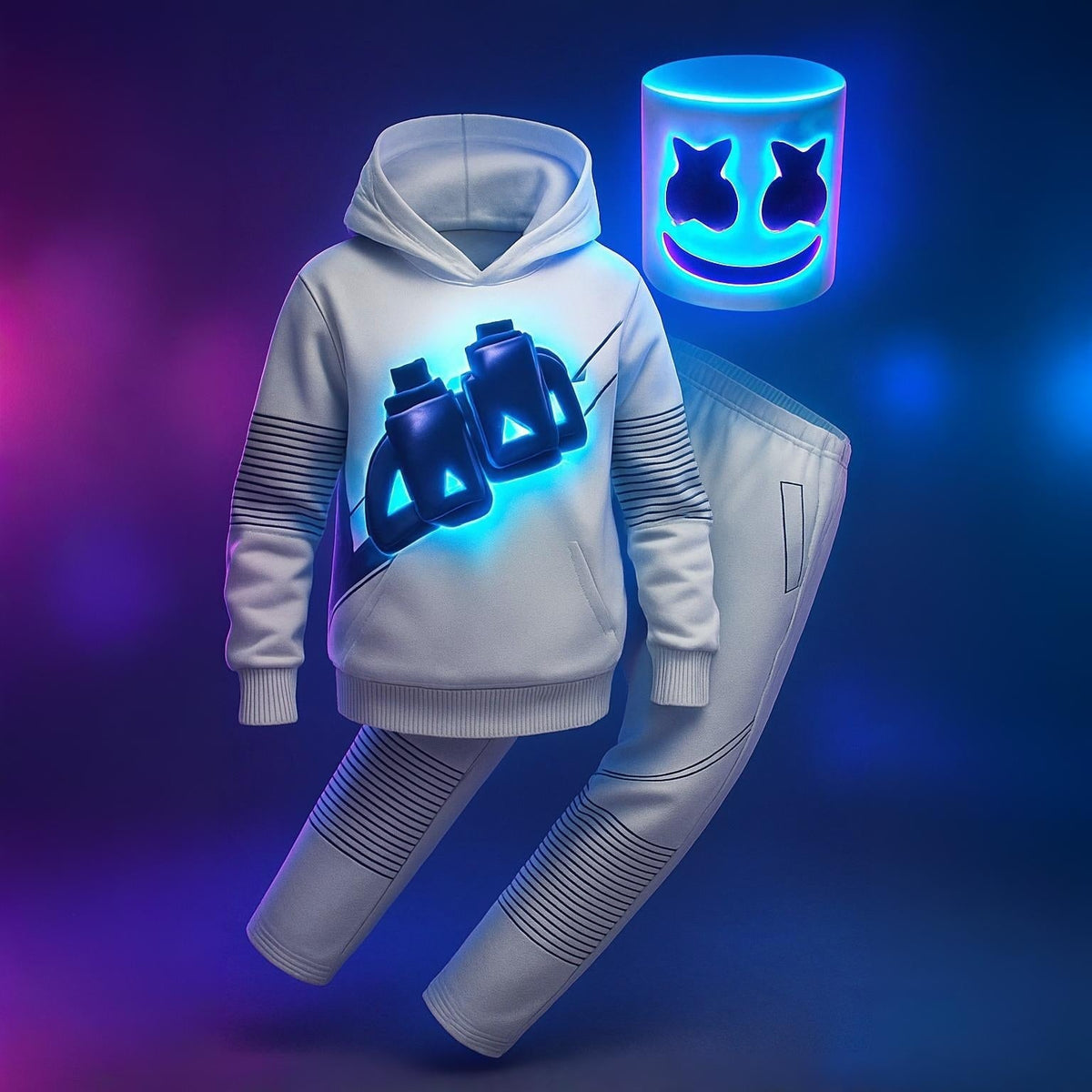 Dj Costume with LED Mask and Light-Up Chest Graphic for Kids''' Disc Jockey