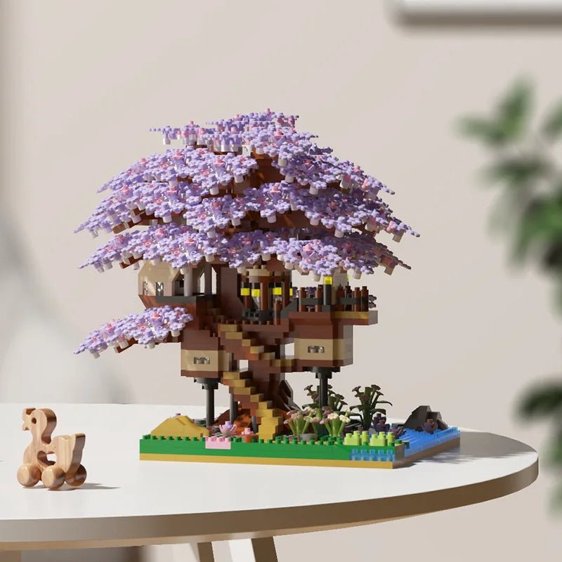 DREAMBLOOM – Cherry Blossom Treehouse Micro Building Set for Imaginative Play