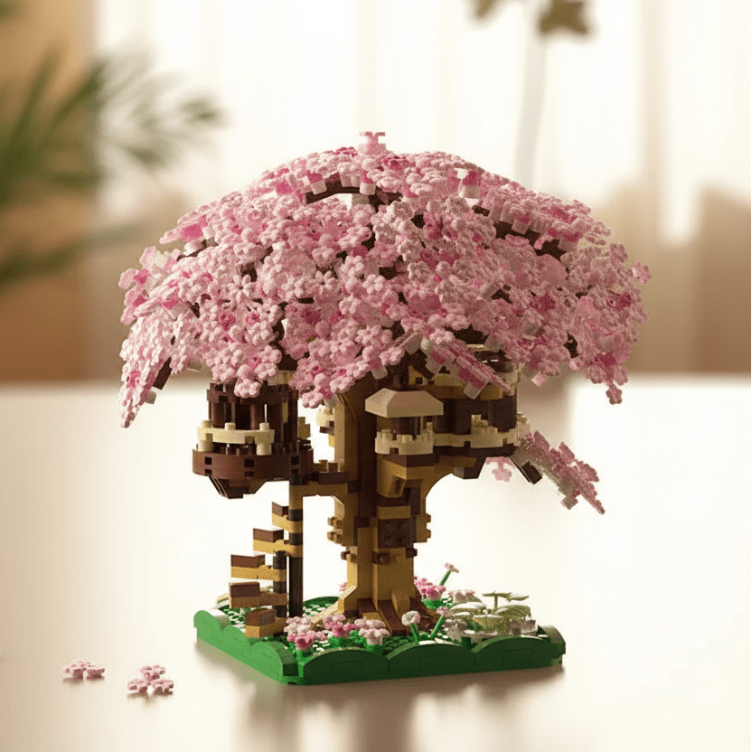 DREAMBLOOM – Cherry Blossom Treehouse Micro Building Set for Imaginative Play