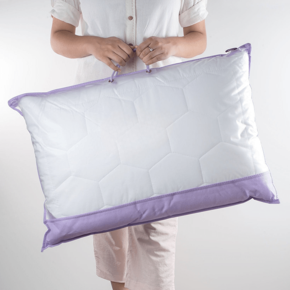 Luméa Lavender Suede Sleep Pillow | Anti-bacterial, hypoallergenic pillow for sensitive skin