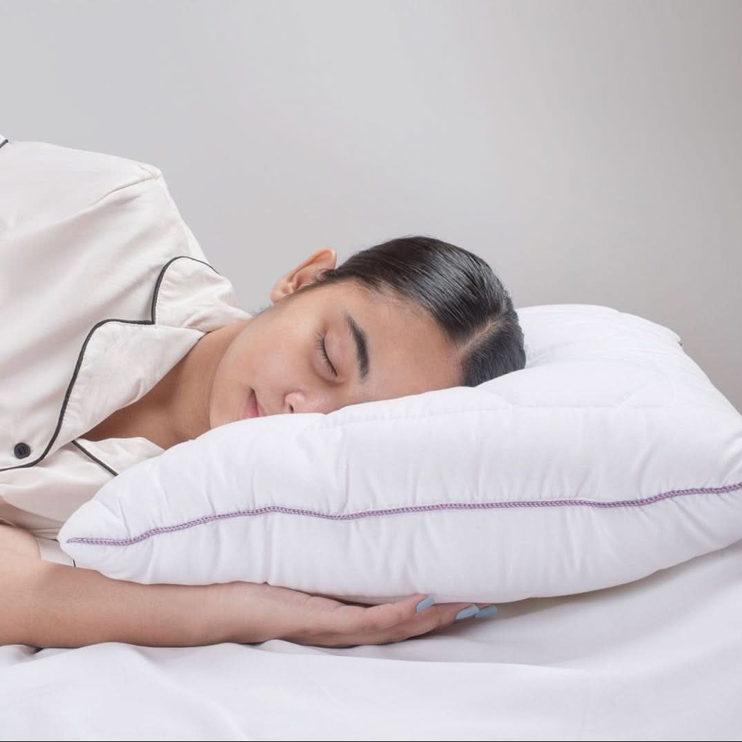 Luméa Lavender Suede Sleep Pillow | Anti-bacterial, hypoallergenic pillow for sensitive skin