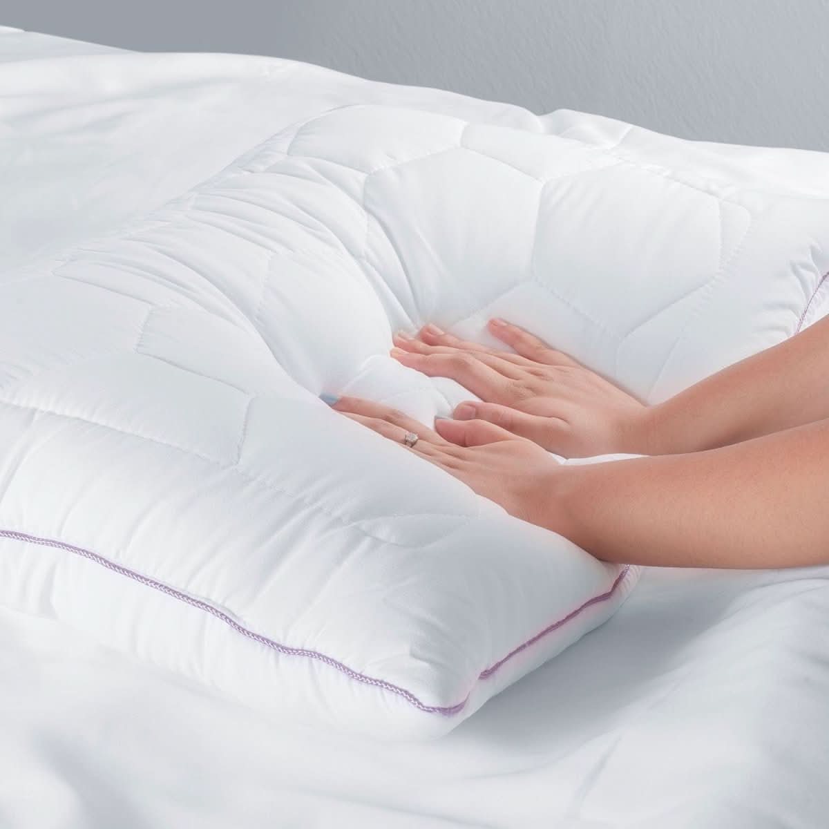 Luméa Lavender Suede Sleep Pillow | Anti-bacterial, hypoallergenic pillow for sensitive skin
