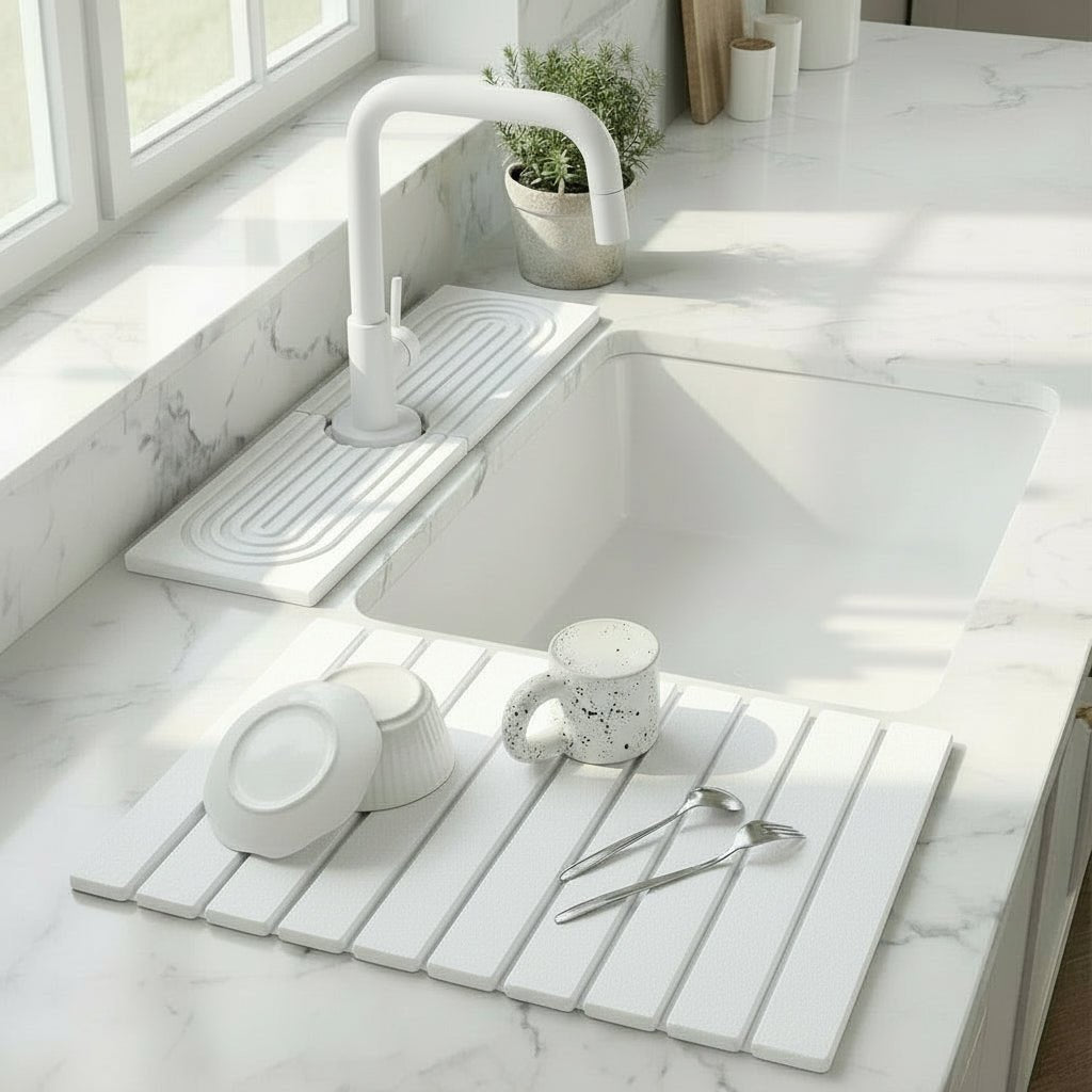 DRYBASE – Ultra-Absorbent Diatomite Drying Mat for Cleaner Sink Spaces