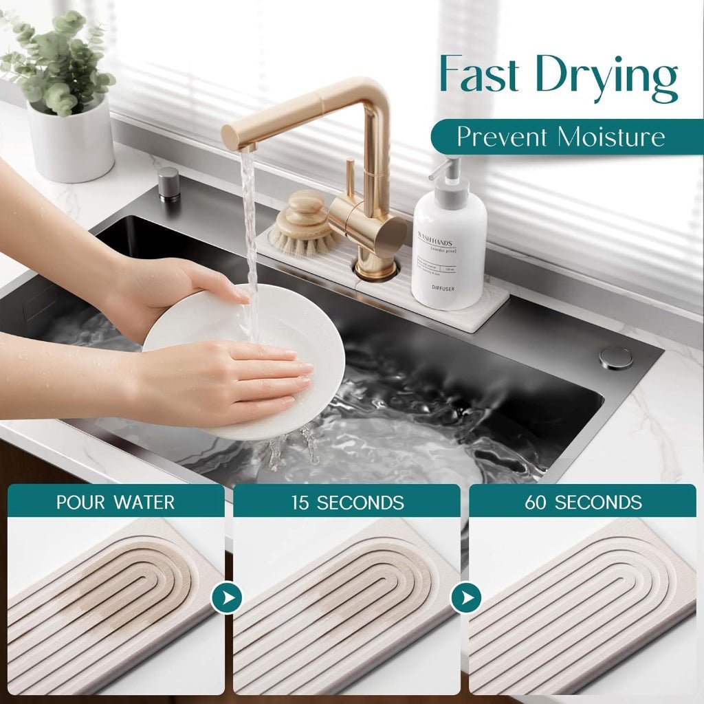 DRYBASE – Ultra-Absorbent Diatomite Drying Mat for Cleaner Sink Spaces