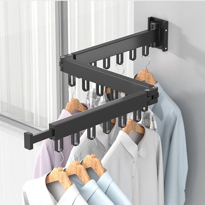 DRYFOLD – Wall-Mounted Retractable Clothes Dryer with Folding Hanger Design
