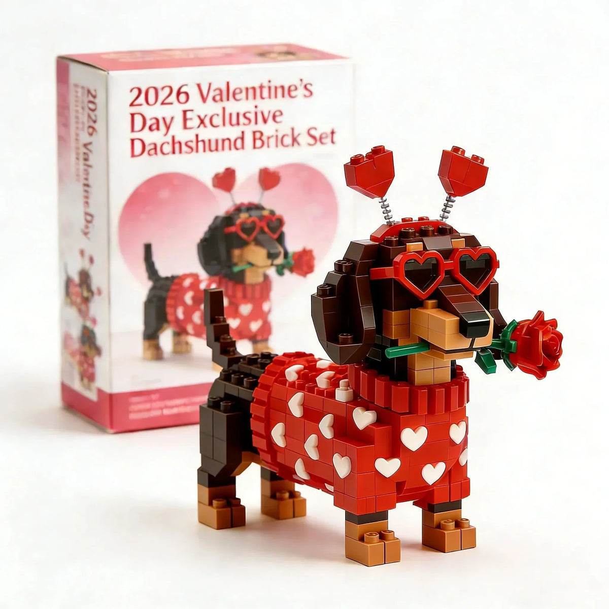 Exclusive Valentine’s Day Building Block Set – Heart-Themed Dog Brick Toy (6+)