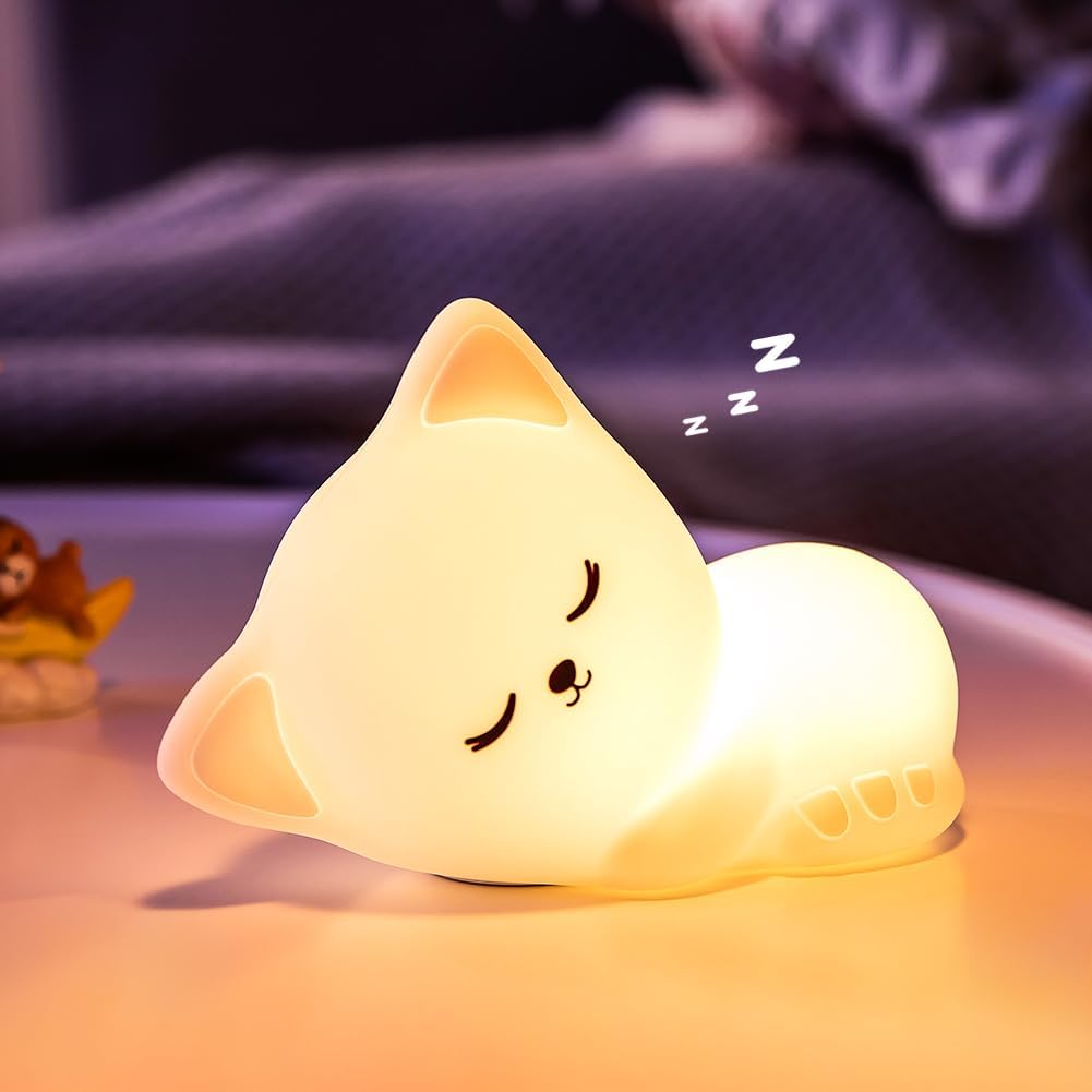 Silicone Cat Night Lamp | Rechargeable LED Lamp for a Soft Sleep Light