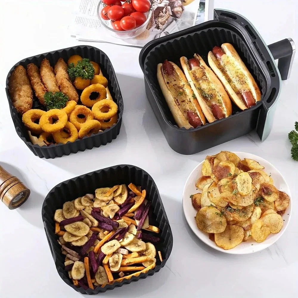 EASYFRY LINER – Premium Silicone Air Fryer Liners, Non-Stick Square Mats for 4–7 QT Ovens