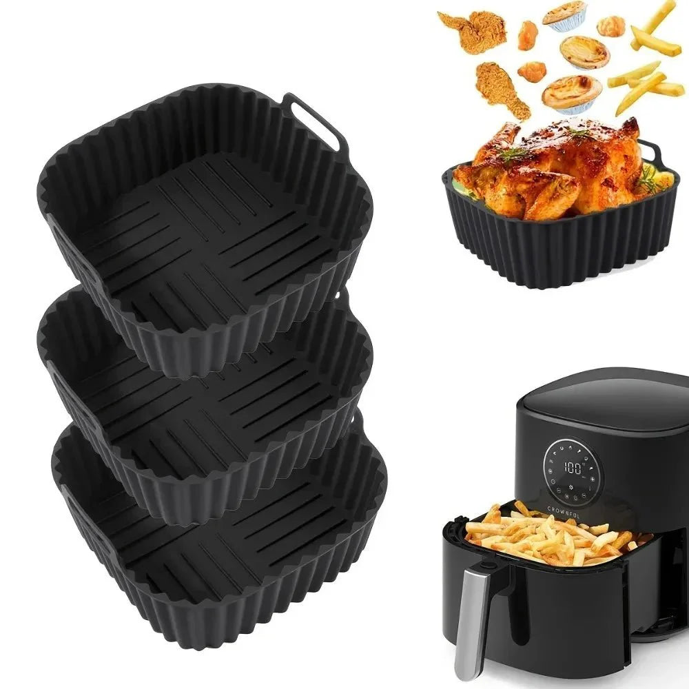 EASYFRY LINER – Premium Silicone Air Fryer Liners, Non-Stick Square Mats for 4–7 QT Ovens