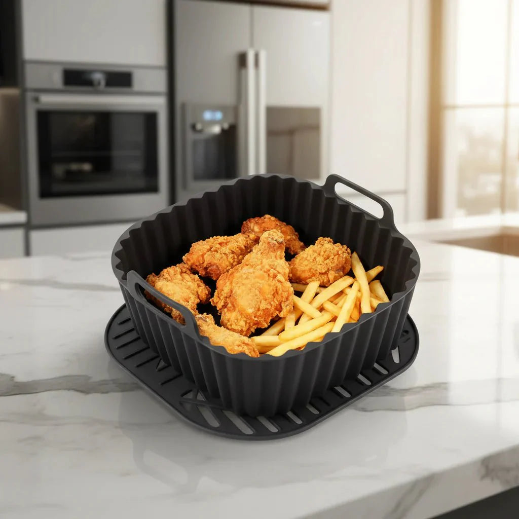 EASYFRY LINER – Premium Silicone Air Fryer Liners, Non-Stick Square Mats for 4–7 QT Ovens