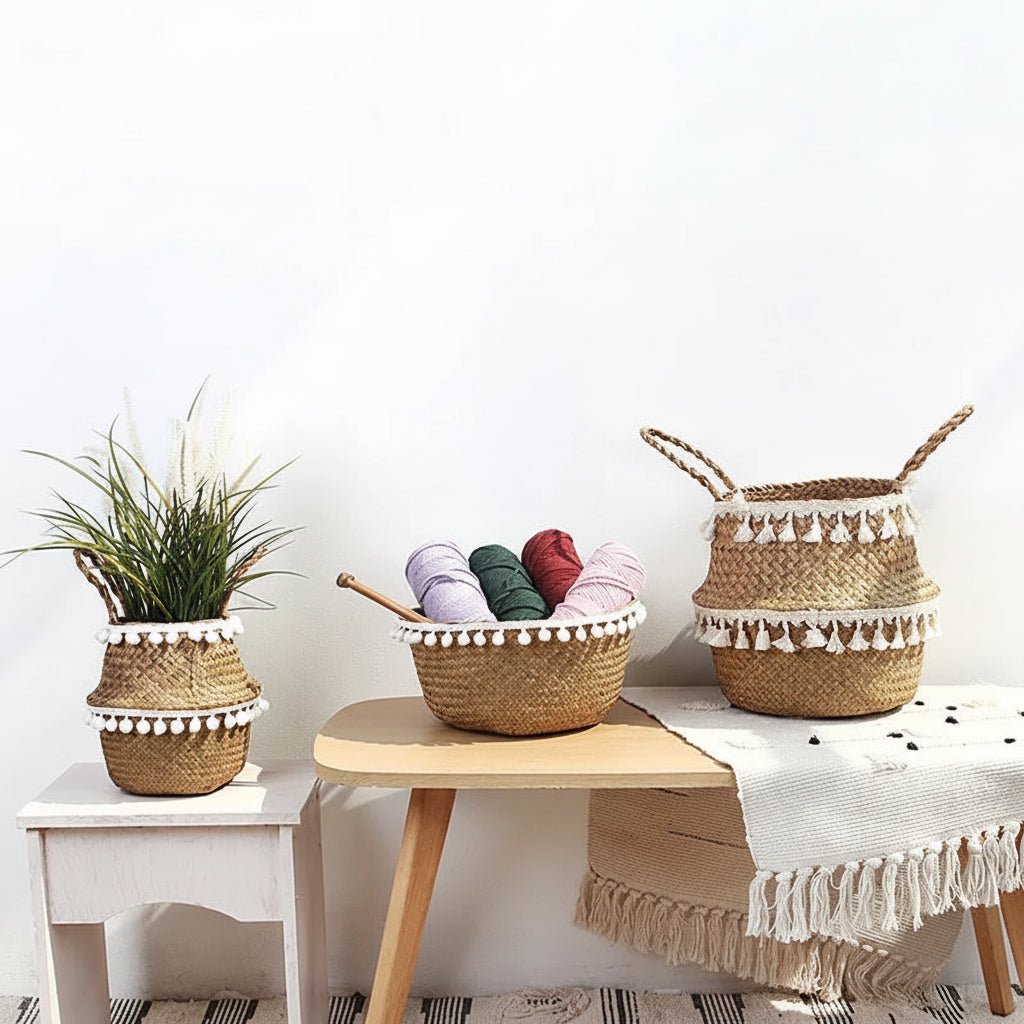 ECOCRAFT – Handmade Bamboo Wicker Basket Foldable Storage and Planter