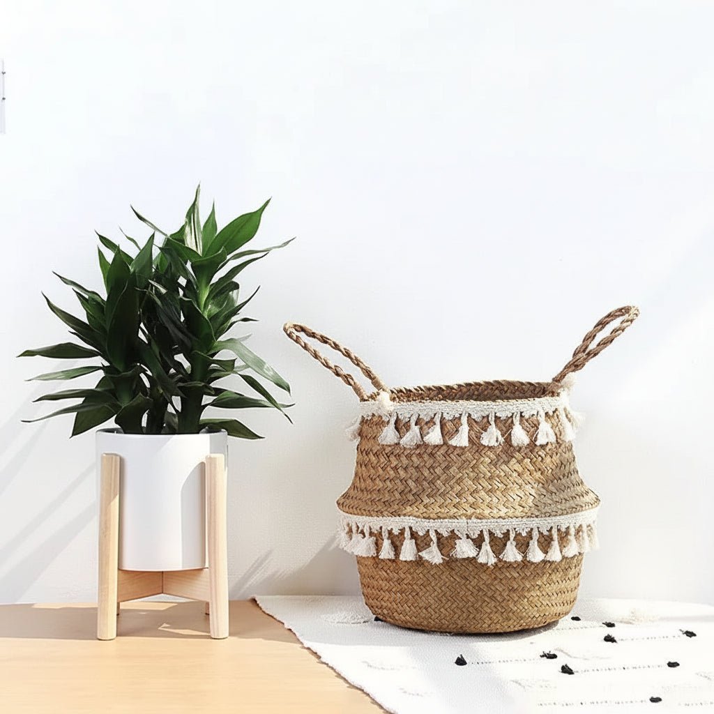 ECOCRAFT – Handmade Bamboo Wicker Basket Foldable Storage and Planter