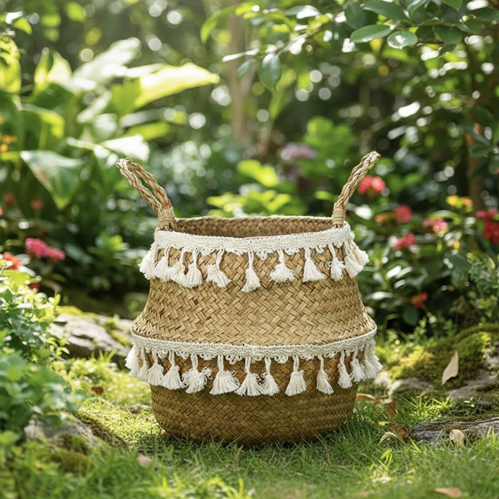 ECOCRAFT – Handmade Bamboo Wicker Basket Foldable Storage and Planter