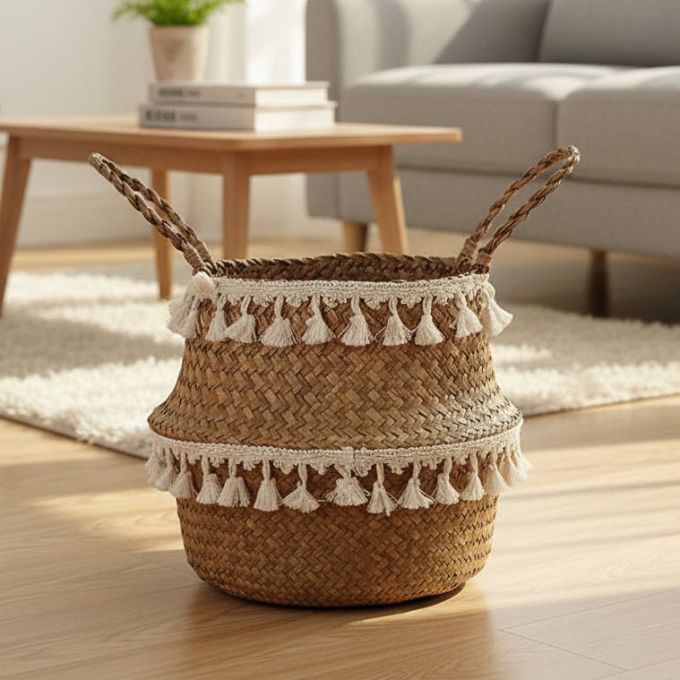 ECOCRAFT – Handmade Bamboo Wicker Basket Foldable Storage and Planter