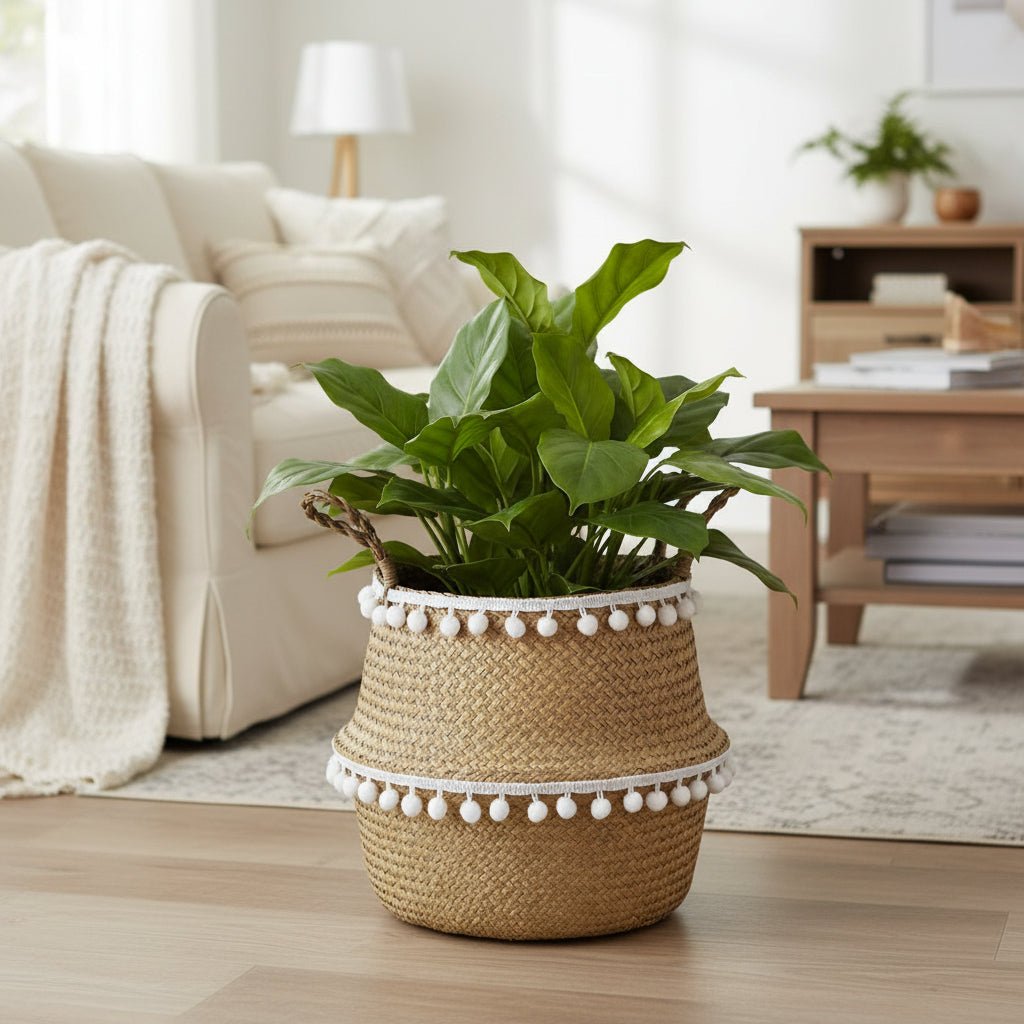 ECOCRAFT – Handmade Bamboo Wicker Basket Foldable Storage and Planter
