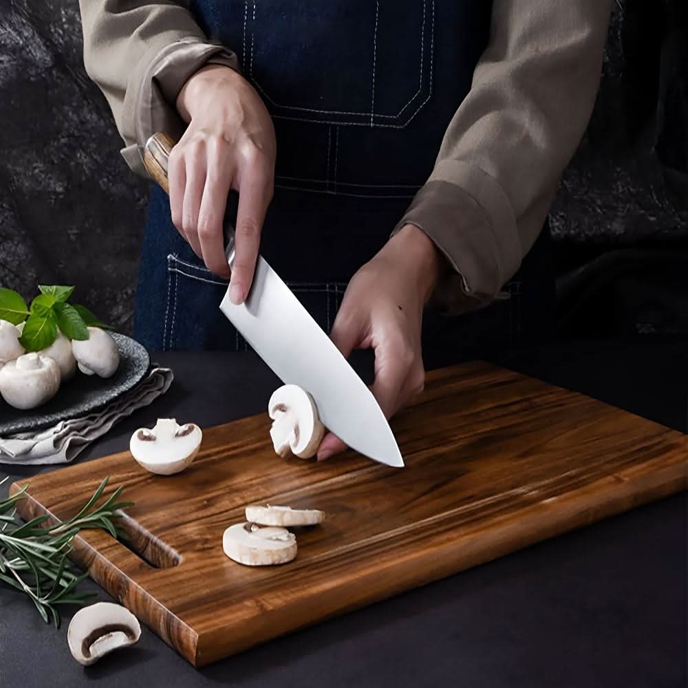 ECOSLICE – Sustainable Acacia Wood Cutting Board with Antibacterial Surface