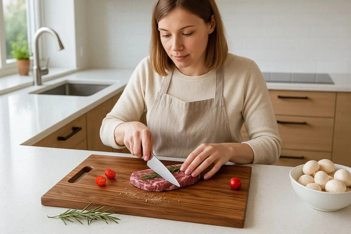 ECOSLICE – Sustainable Acacia Wood Cutting Board with Antibacterial Surface