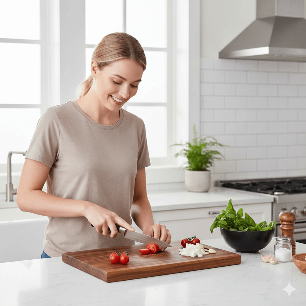 ECOSLICE – Sustainable Acacia Wood Cutting Board with Antibacterial Surface